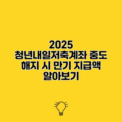 2025 청년내일저축계좌 중도 해지 시 만기 지급액 알아보기