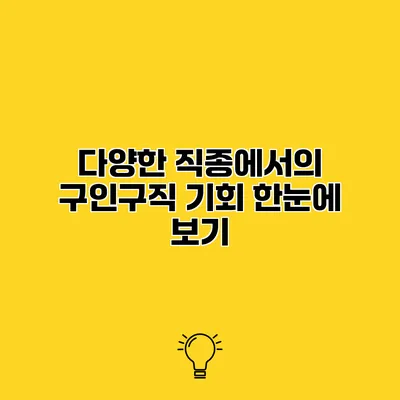 다양한 직종에서의 구인구직 기회 한눈에 보기