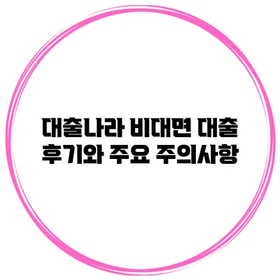 대출나라 비대면 대출 후기와 주요 주의사항