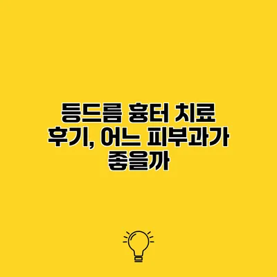 등드름 흉터 치료 후기, 어느 피부과가 좋을까?
