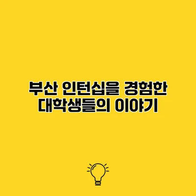 부산 인턴십을 경험한 대학생들의 이야기