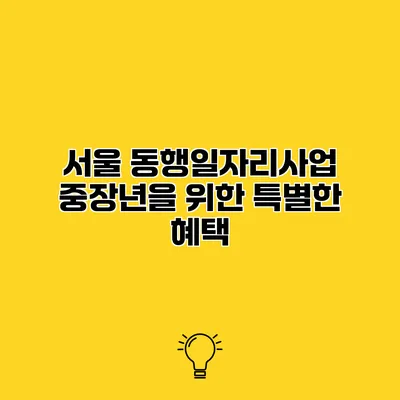 서울 동행일자리사업 중장년을 위한 특별한 혜택
