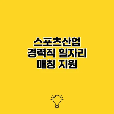 스포츠산업 경력직 일자리 매칭 지원