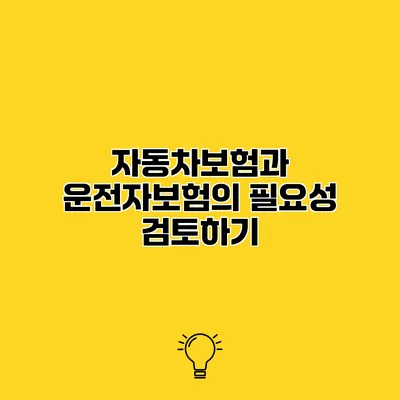 자동차보험과 운전자보험의 필요성 검토하기