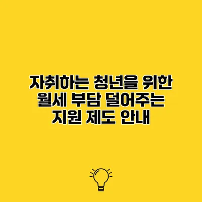 자취하는 청년을 위한 월세 부담 덜어주는 지원 제도 안내