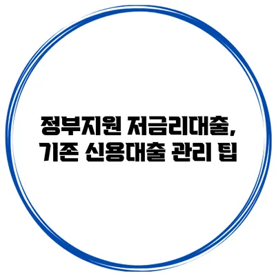 정부지원 저금리대출, 기존 신용대출 관리 팁