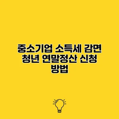 중소기업 소득세 감면 청년 연말정산 신청 방법