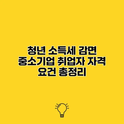 청년 소득세 감면 중소기업 취업자 자격 요건 총정리