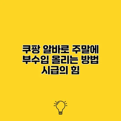 쿠팡 알바로 주말에 부수입 올리는 방법 시급의 힘