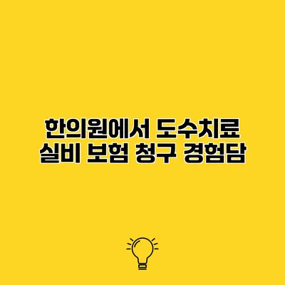 한의원에서 도수치료 실비 보험 청구 경험담